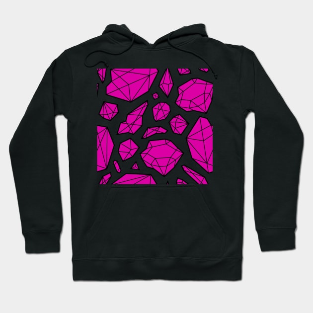 Rough Diamond Fashion Print Pink Black Hoodie by Auto-Prints